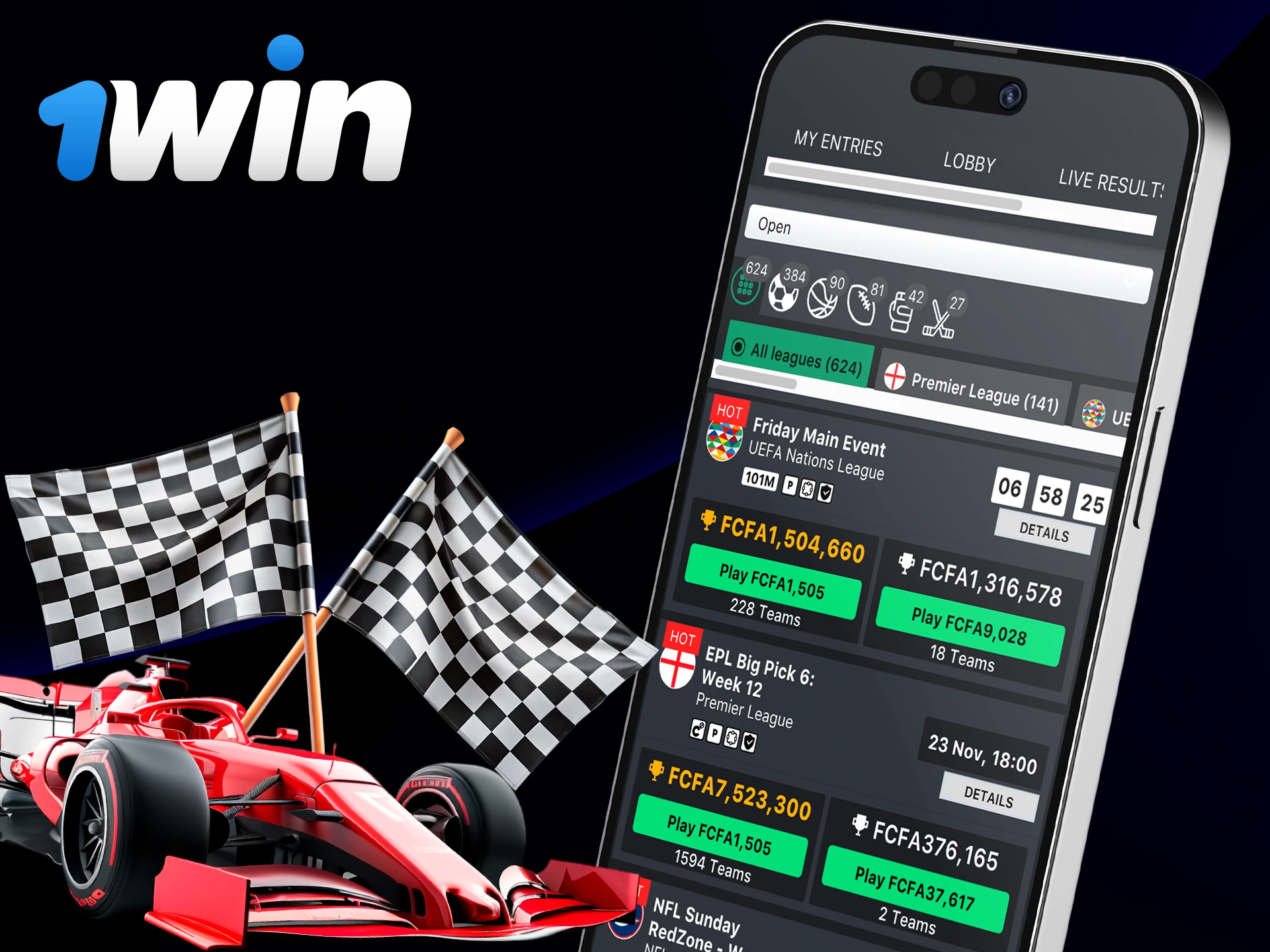 Prévoyez les matchs de Sport Fantastique sur l'application de 1Win.