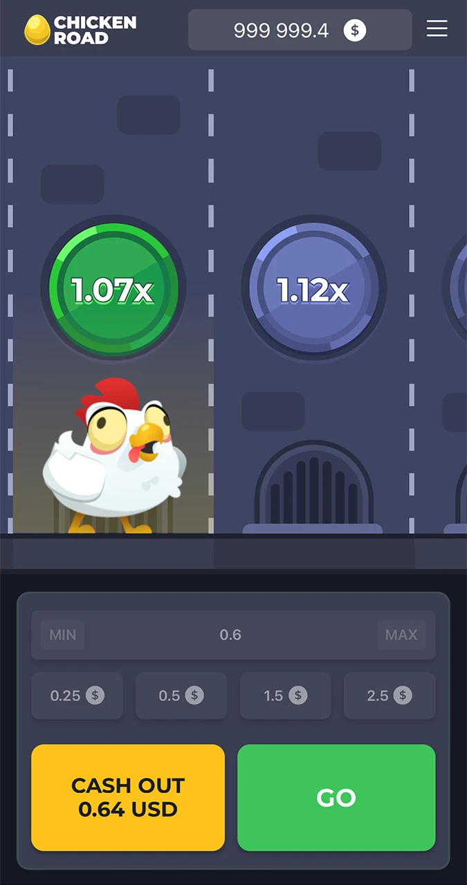 Familiarisez-vous avec l'interface du jeu Chicken Road du casino 1win.