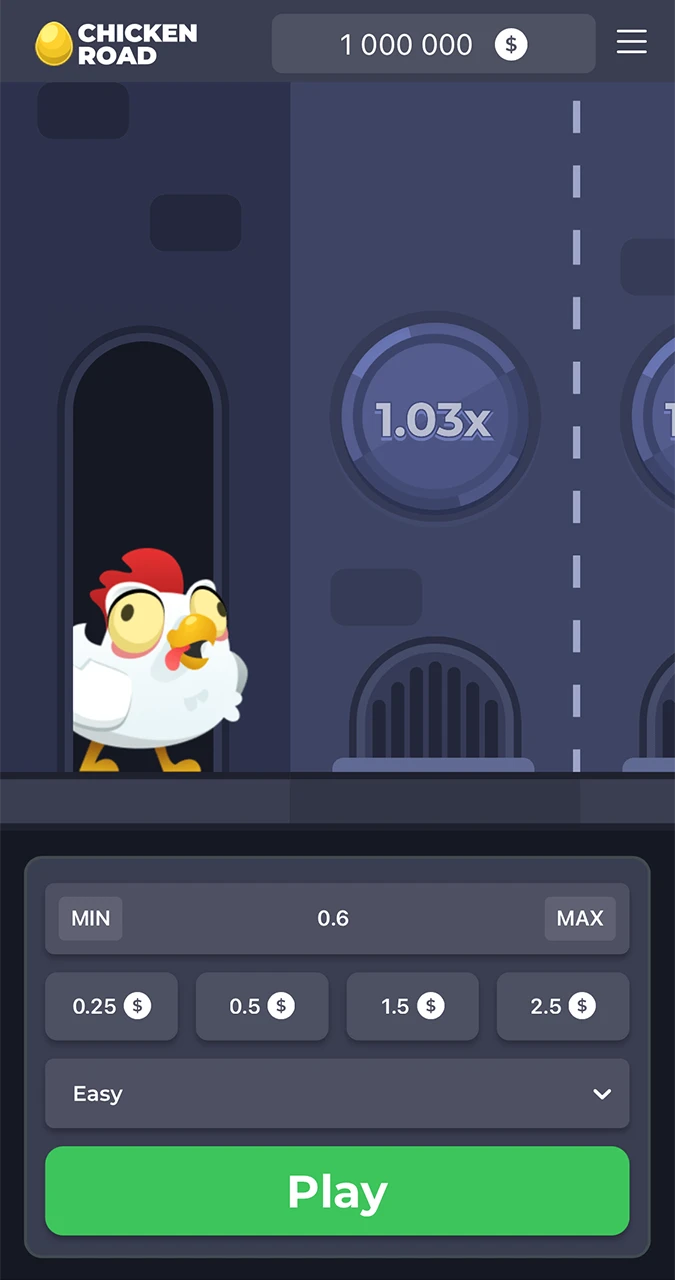 Page d'accueil du jeu Chicken Road de 1win.