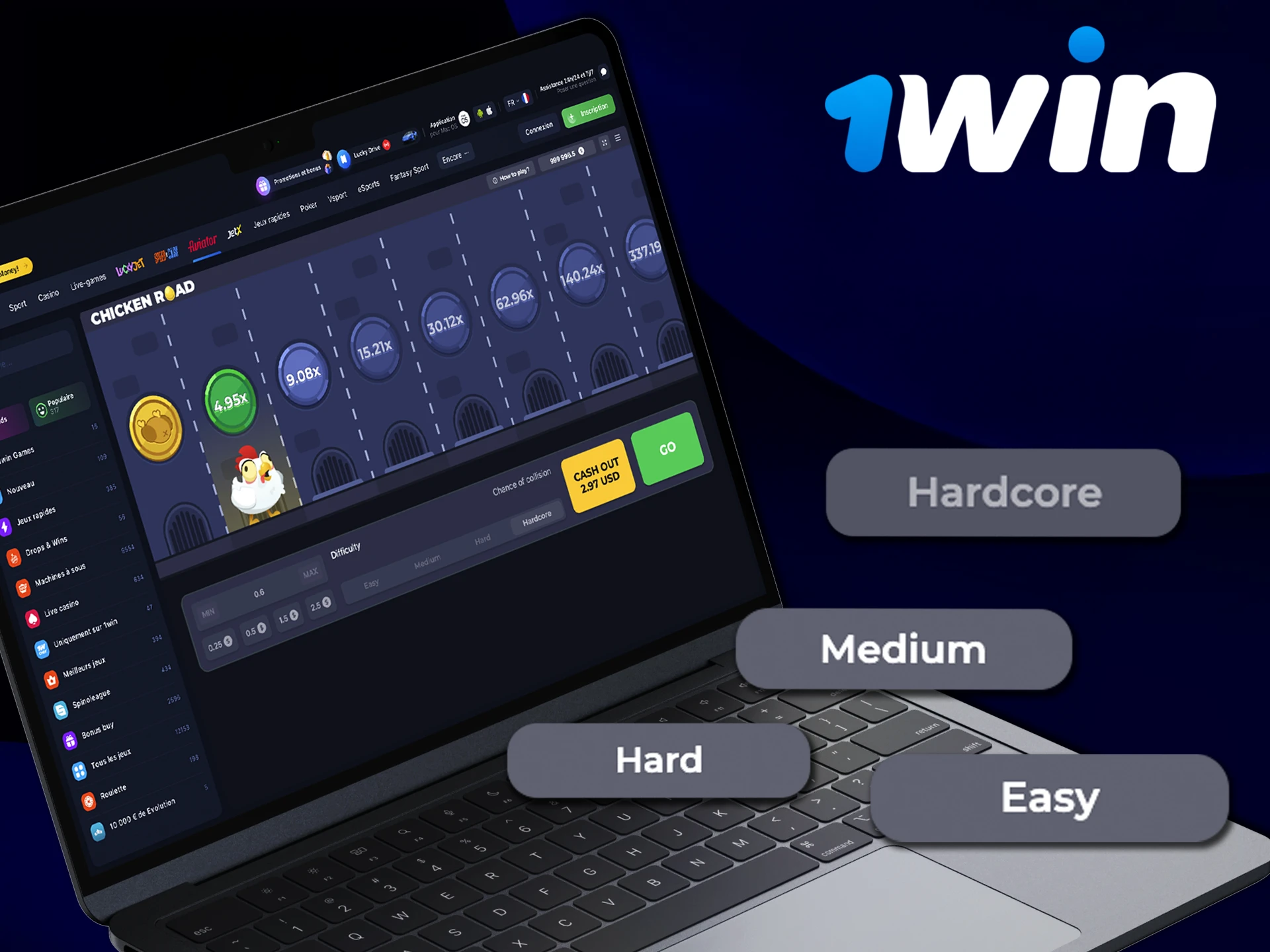 Augmentez vos chances et obtenez de grandes récompenses dans le jeu Chicken Road de 1win Casino.