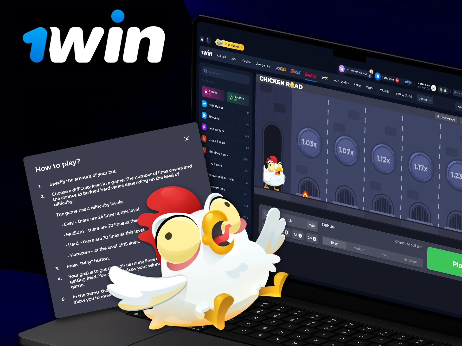Découvrez les mécanismes et les règles du jeu Chicken Road de 1win Casino.