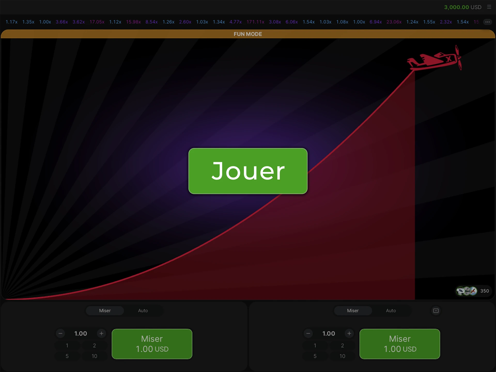 Essayez de jouer à la version démo de 1Win Aviator.