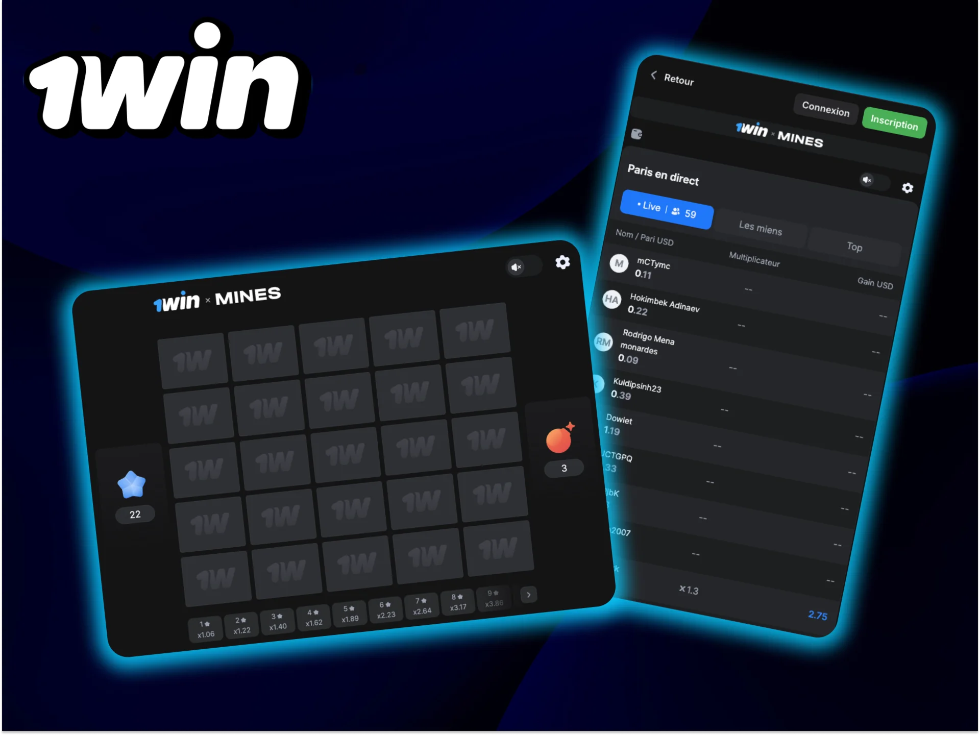 Découvrez plus en détail l'interface du jeu Mines dans le casino 1Win.