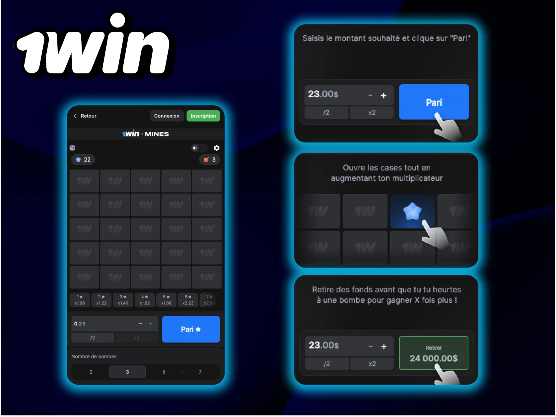 Découvrez les règles du jeu Mines au casino 1Win.