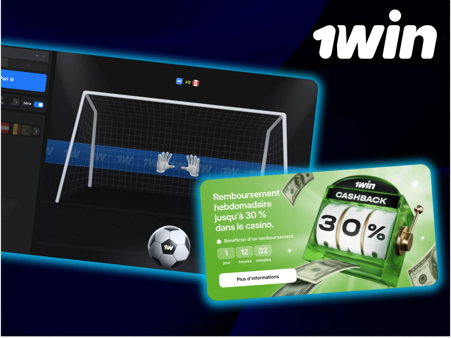 Recevez chaque semaine jusqu'à 30 % de cashback en jouant à Penalty sur le site du casino 1win.